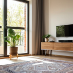 A Modern Turkish Home with Smart Technology**

Prompt: "Interior of a bright, modern Turkish apartment. Sunlight streams through the windows. A sleek, smart thermostat is mounted on the wall. In the background, a person uses a voice assistant to control smart lighting. Display a sense of comfort, security, and modern living. Turkish rug, modern furniture, potted plants. Focus on energy efficiency and convenience. 8k, high resolution, realistic."

**